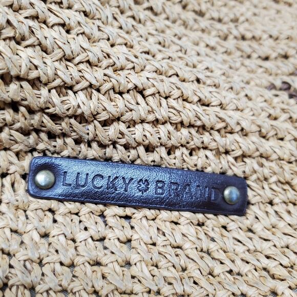 Lucky Brand Large  Woven tote bag with leather handles Great condition - Picture 3 of 12